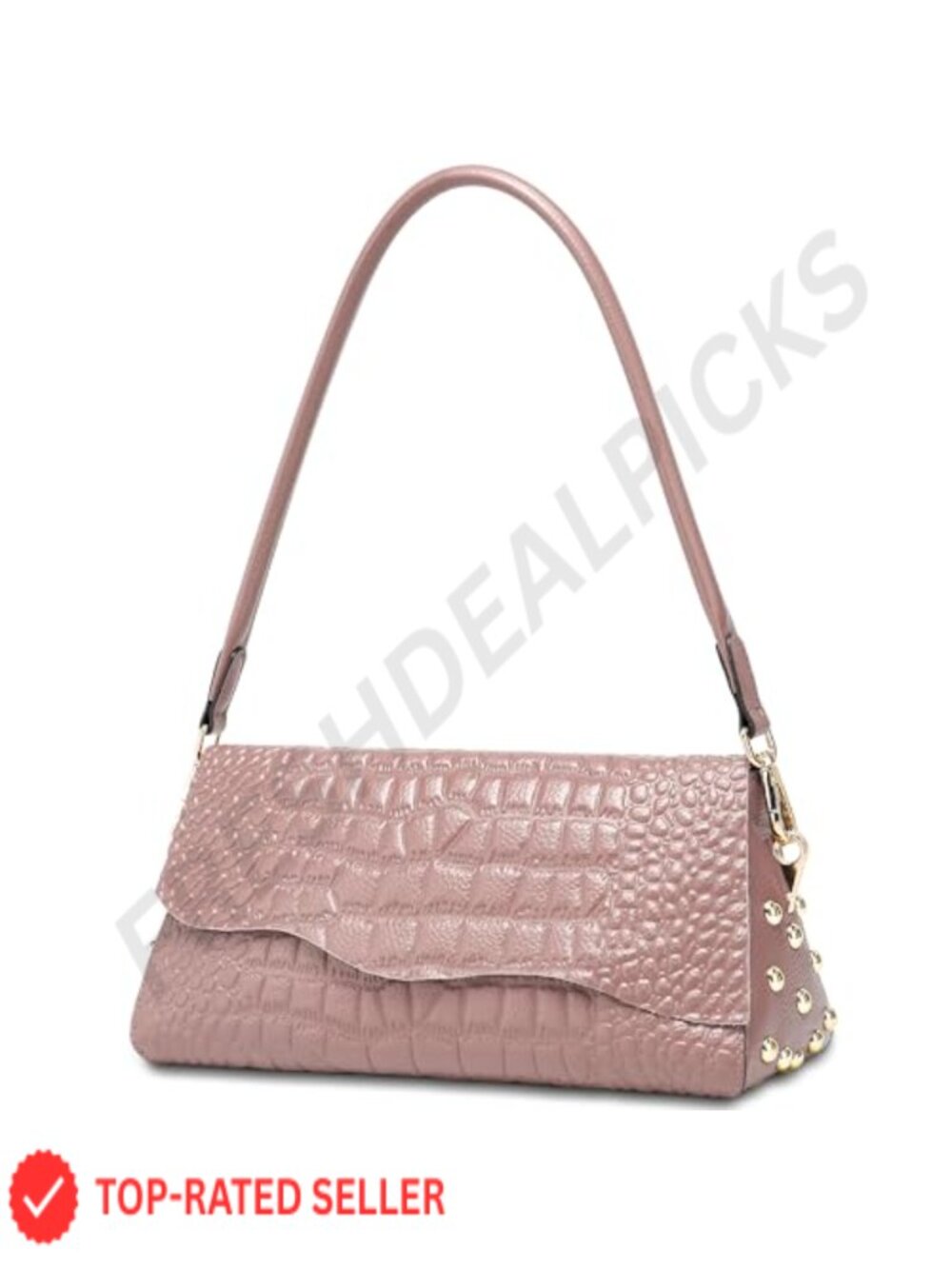 Genuine Leather Shoulder Bag Women Handmade Crocodile Pattern Purse Crossbody
